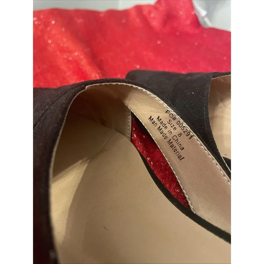 Womens Black Dress Shoes Size 8.5 Flat Slip-ons Suede Pointed Toe